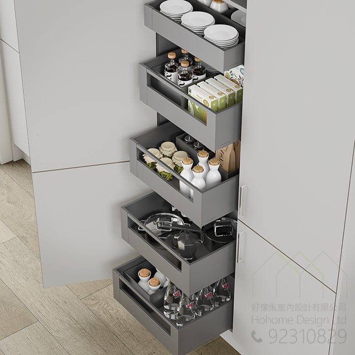訂造廚櫃時可以選配的多層儲物架