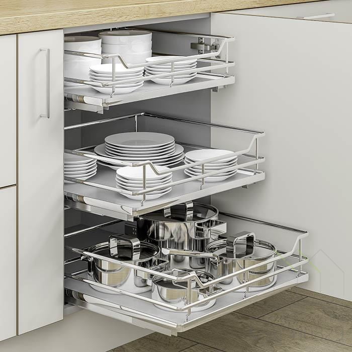 訂造廚櫃時可以選配的碗架拉籃