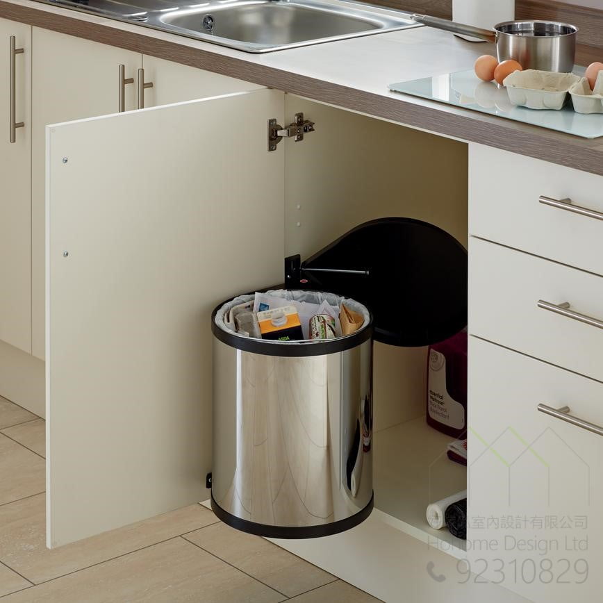 訂造廚櫃時可以選配的隱藏式垃圾桶