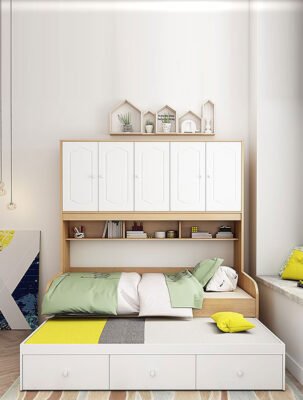 子母床節省空間，一張床的位置就可以變出兩張床的睡眠空間