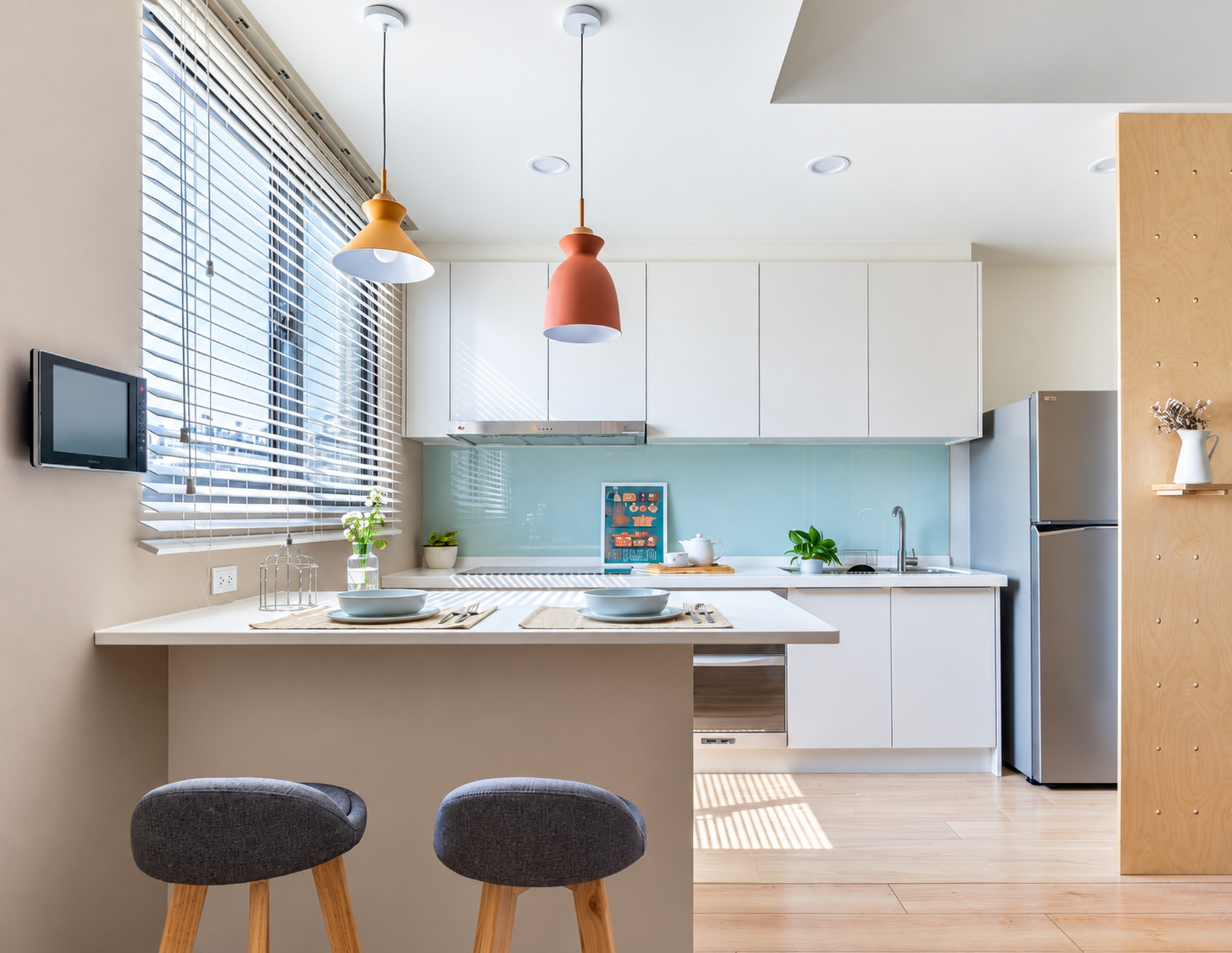 吊櫃與工作枱面燈光配搭