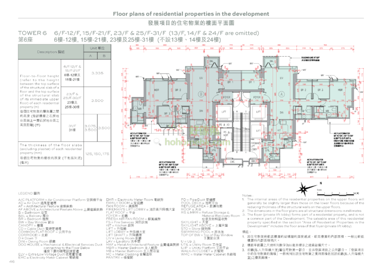 柏傲山 THE PAVILIA HILL 6座 平面圖