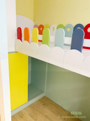 色彩繽紛板材全數都是使用生態板，不是使用烤漆，為了就是希望能做到最健康、最安全和低甲醛的家具，保護孩子們的健康