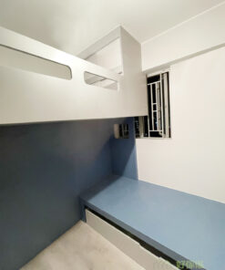 近年灰色和藍色在室內設計界別都非常受歡迎,將這兩色用於睡房的組合床設計,沉實而時尚,男女都會愛上的配色。