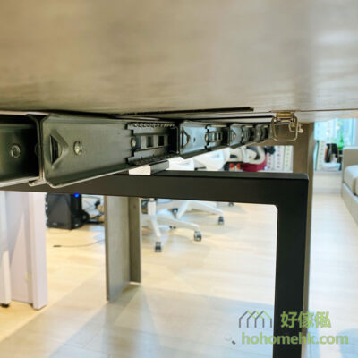 The stainless steel track is very strong and the weight-bearing of the extendable table is more than 150lbs.