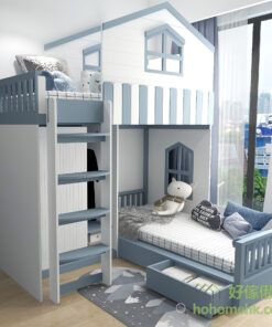 L形擺位的屋仔床有一個大衣櫃,基本上放兩兄弟常穿的衣服已經非常足夠,而下格床的床底都有儲物空間,有兩個大櫃桶,放底衫褲就再適合不過