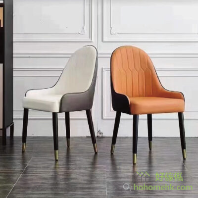 #603款 (輕奢厚墊款) 白色拼深灰、橙色拼深灰色餐椅