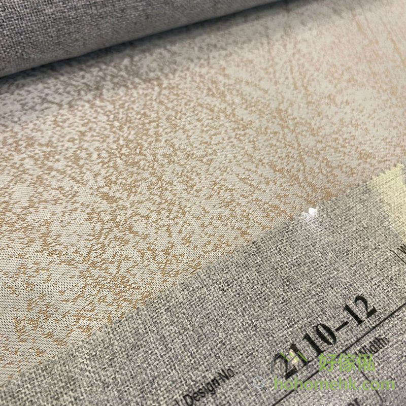 納米菱形格全遮光窗簾2110-12號色布料近距特寫，布面菱形格紋清晰可見，標籤顯示2110-12編號及布幅