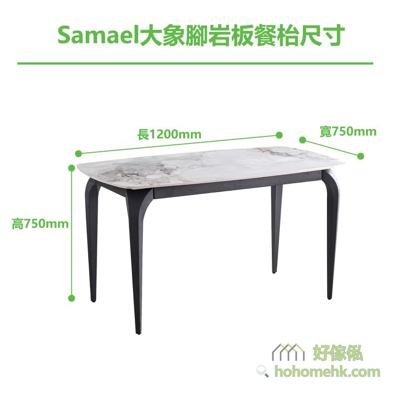 Samael大象腳岩板餐枱 (T811款)1.2米尺寸