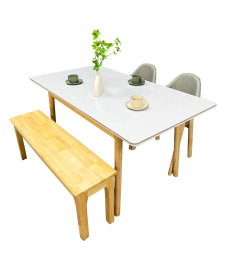 Lena全實木伸縮餐枱連餐椅組合 (1枱4椅)