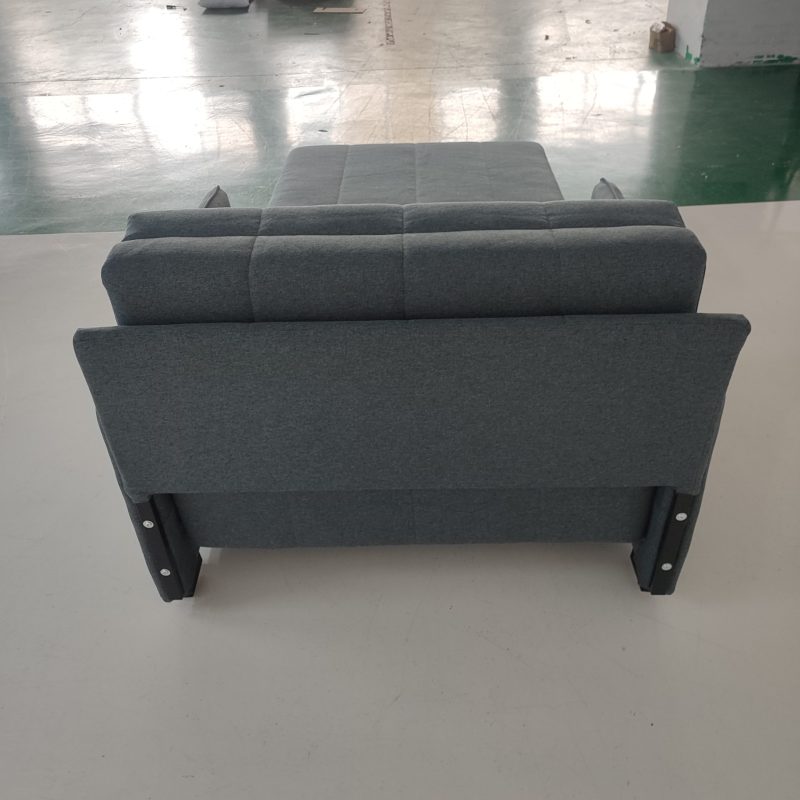 1.15米梳化床實拍照，灰色麻布梳化+cushion (伊人紡織: F188-35灰色)