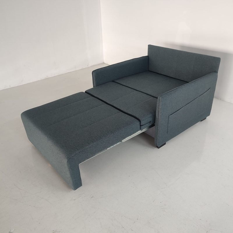 1.15米梳化床實拍照，灰色麻布梳化+cushion (伊人紡織: F188-35灰色)