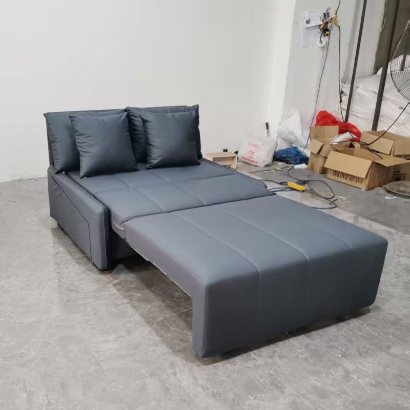Takumi扶手梳化床 (6079款)，矮扶手款，115cm寬，灰色科技布896-21