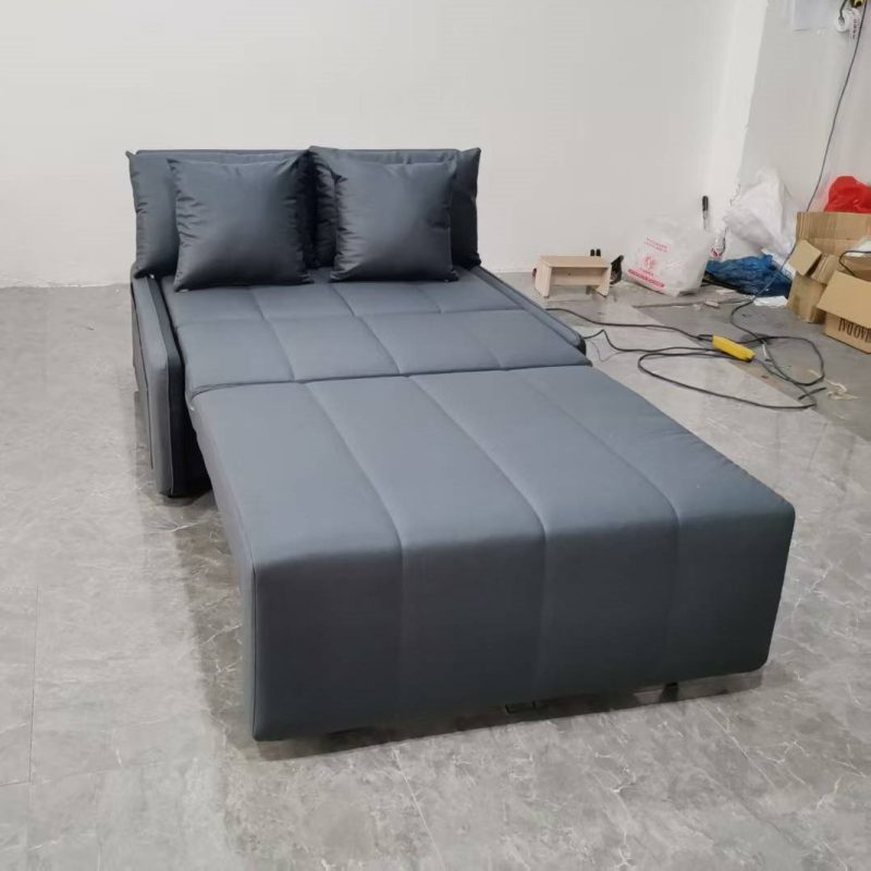 Takumi扶手梳化床 (6079款)，矮扶手款，115cm寬，灰色科技布896-21