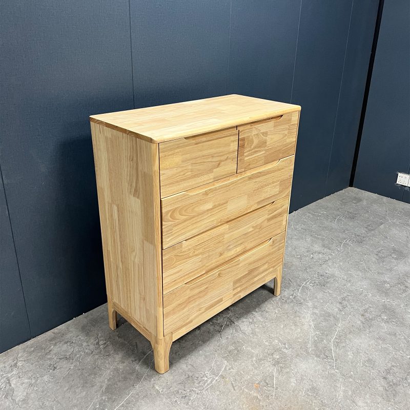 工廠實拍：Riley現代實木斗櫃，五斗款，80cm寬x40cm深x95cm高，原木色