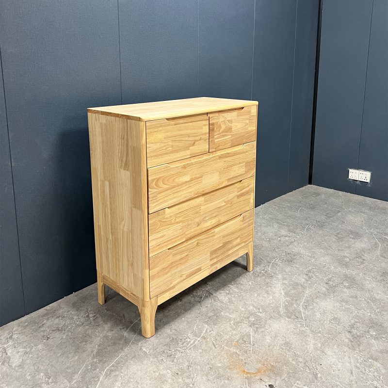 工廠實拍：Riley現代實木斗櫃，五斗款，80cm寬x40cm深x95cm高，原木色