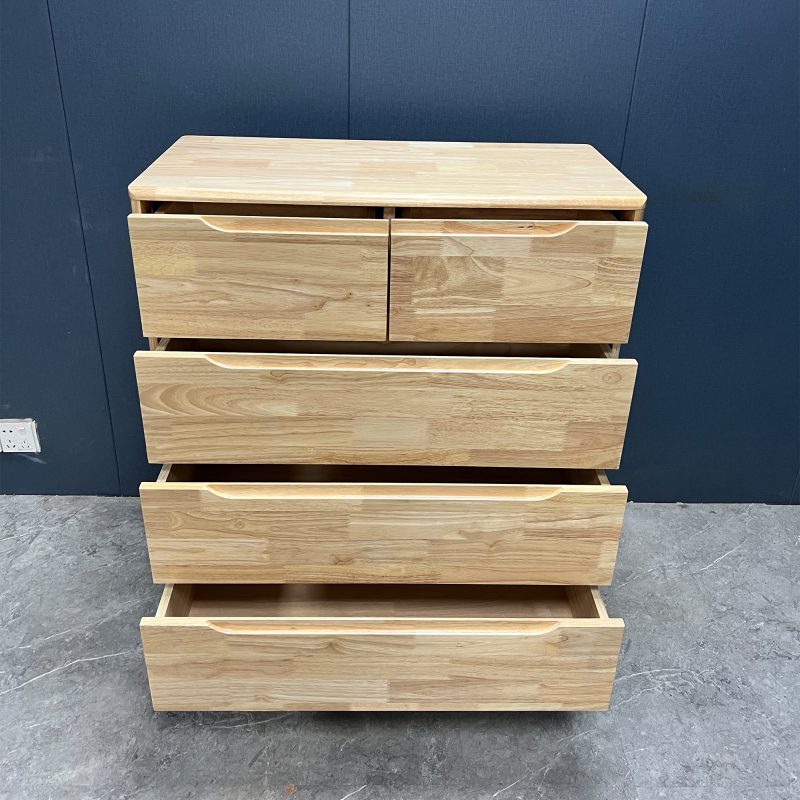 工廠實拍：Riley現代實木斗櫃，五斗款，80cm寬x40cm深x95cm高，原木色