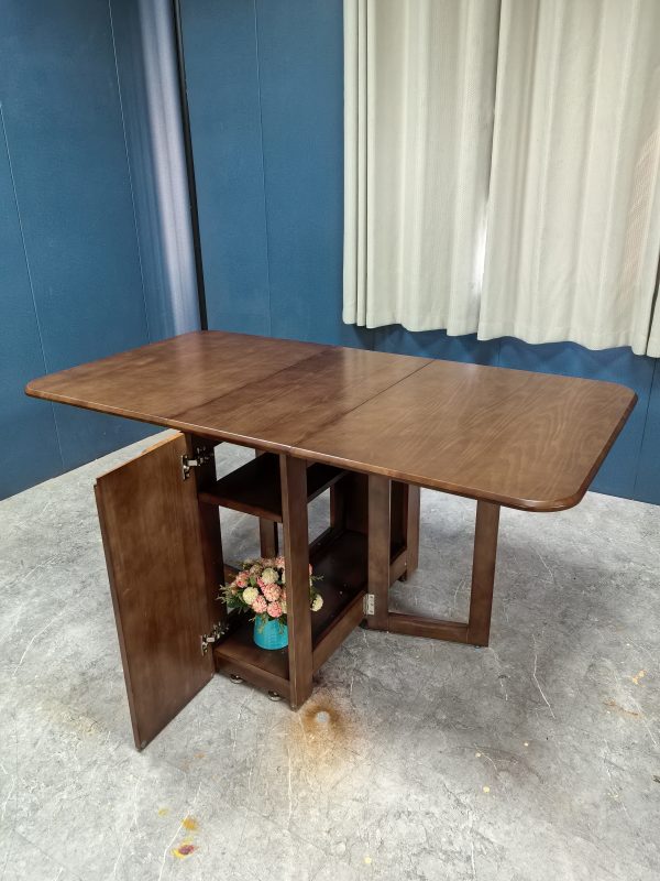 工廠實拍：Dipto實木折叠餐枱，胡桃木色，1400mm