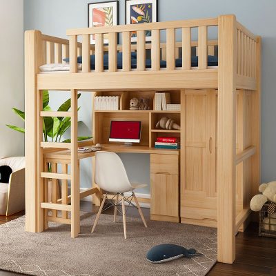 One side of the bed is designed with a delicate small bookshelf, which can be placed with books, decorations and other items, which is convenient to read and adds to the literary atmosphere of the room. On the other side is a closet with a door, with sufficient internal space to store clothes, bedding and other daily necessities, so that the home environment is more tidy and orderly.