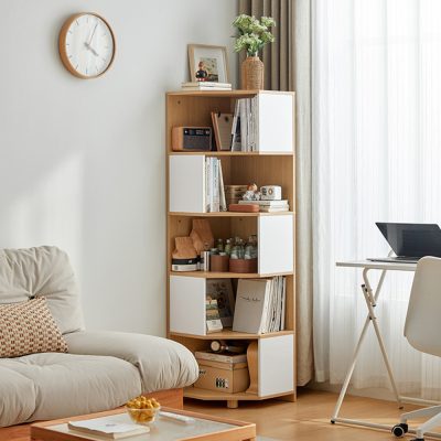 Piper floor-to-ceiling bookcase for corner storage, perfect for small units