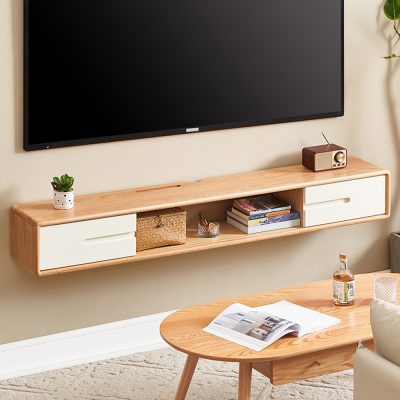 Kayla solid wood wall hanging TV cabinet, using wall hanging design, very small living room, small shape, simple appearance