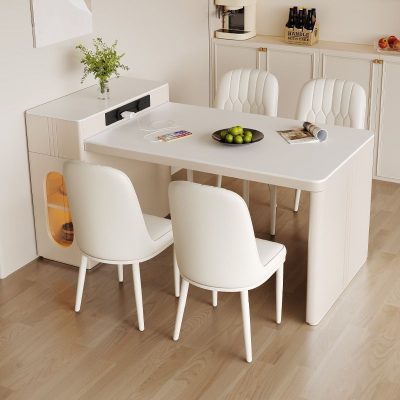 The restaurant island is integrated, flexible and versatile, and the dining table part can flexibly adjust the length according to the household type and easily adapt to different space use needs