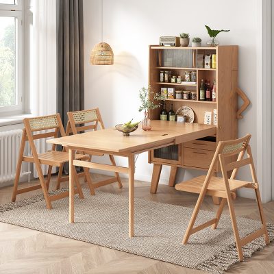 The large storage space on both sides of the cabinet can store 4 folding dining chairs at the same time, both sides are interconnected, and all the dining chairs are collected to make room for life