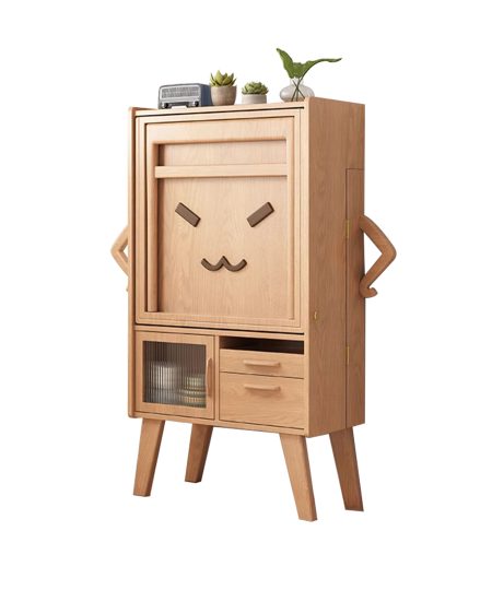 Isaac實木餐邊櫃一體伸縮餐枱