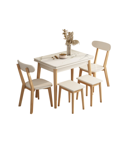 Kate旋轉岩板實木餐枱 (可加配餐椅)