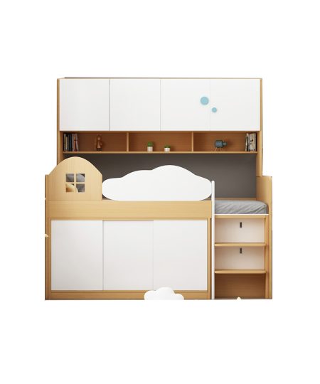 Riley兒童半高床帶衣櫃書枱組合