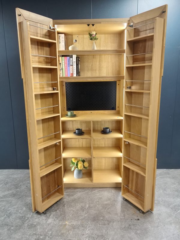 工廠實拍：Zipper雙開門實木收納櫃，原木色