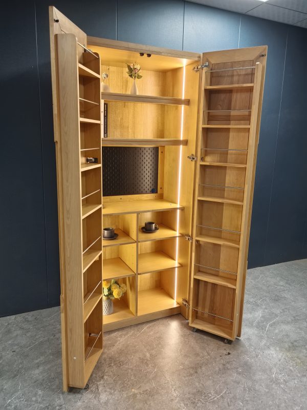 工廠實拍：Zipper雙開門實木收納櫃，原木色