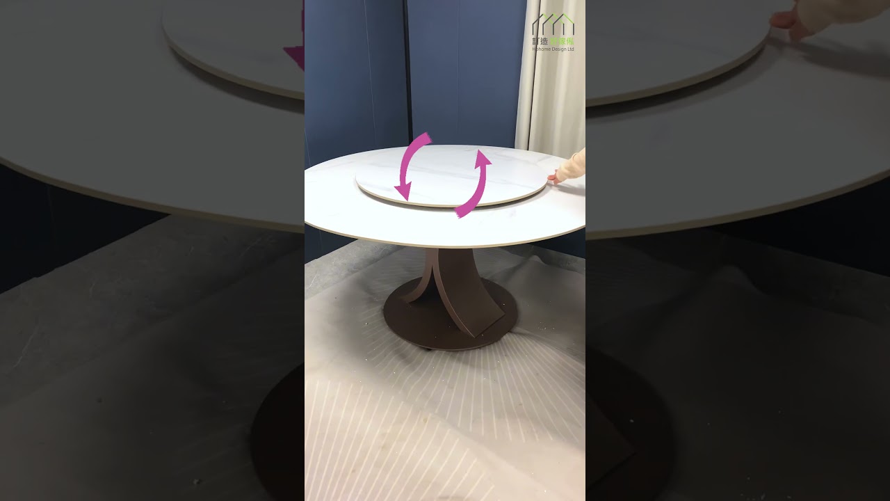 【產品視頻】Sherine雙C腳岩板圓餐桌 | 成品傢私 | 餐枱 | 岩板餐枱 | 好傢俬 Hohomehk：影片真實縮圖